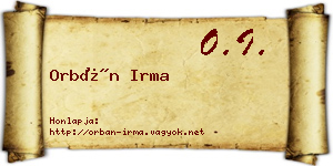 Orbán Irma névjegykártya