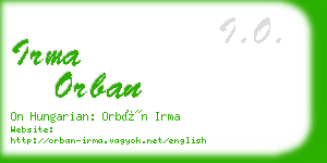 irma orban business card